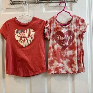 Love mommy/ daddy toddler girl tie dye pink short sleeve tshirt bundle size 5